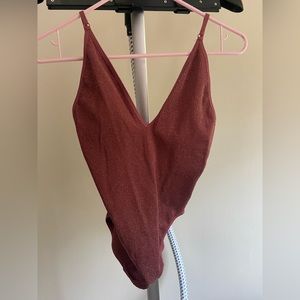 Urban Outfitters maroon and metallic bodysuit